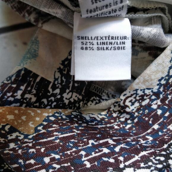 DIANE VON FURSTENBERG Atlas Snake Print Silk/Linen Brown Tan Loose Pants, 6 - Picture 6 of 8